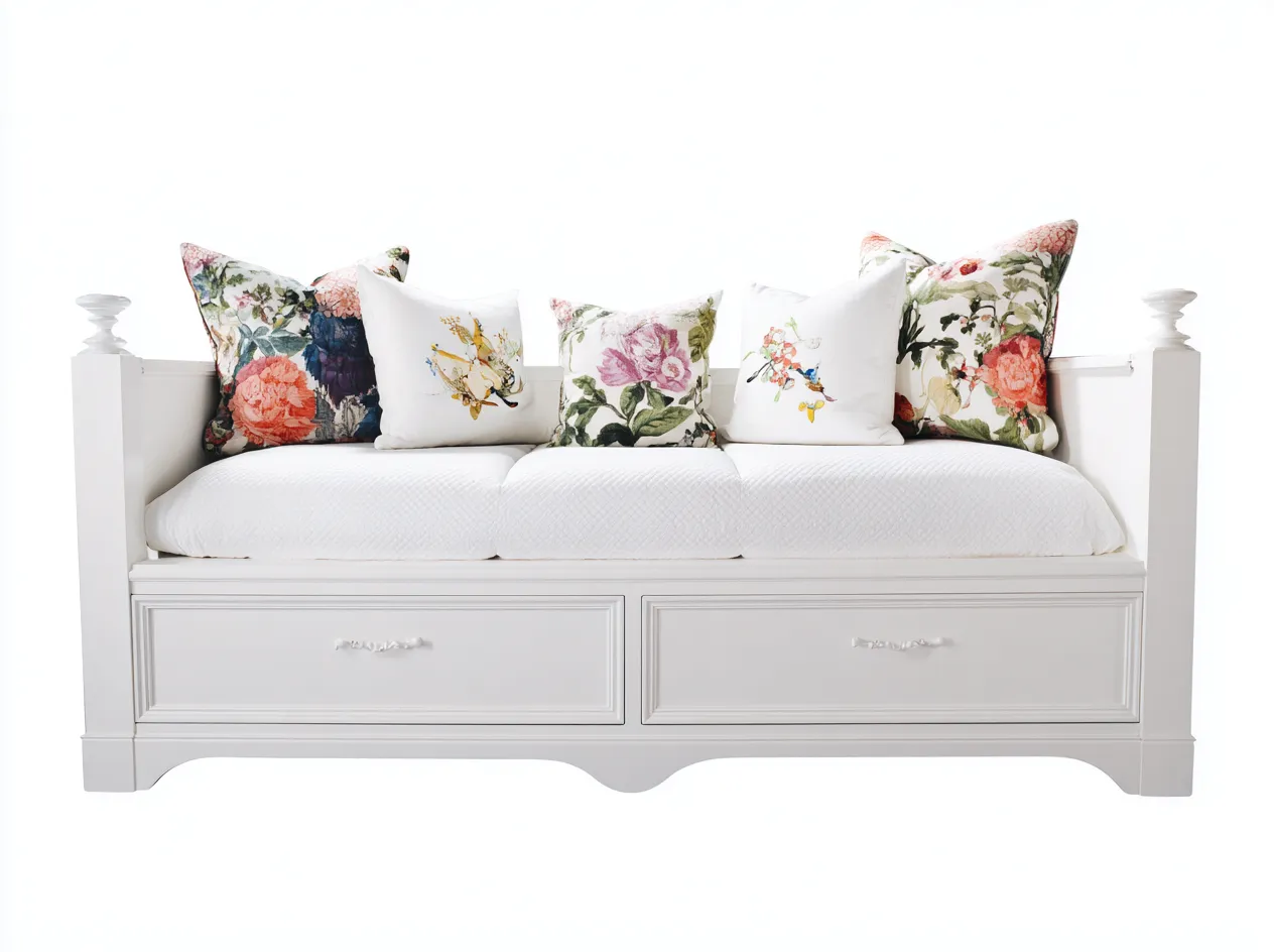 Canapé lit en bois 200x90x85 cm - Blanc - Style classique fonctionnel-Oakupden