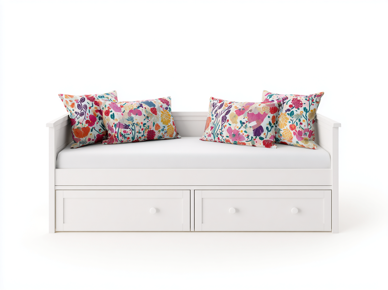 Canapé lit en bois 200x90x85 cm - blanc - design classique avec rangement intégré-Oakupden