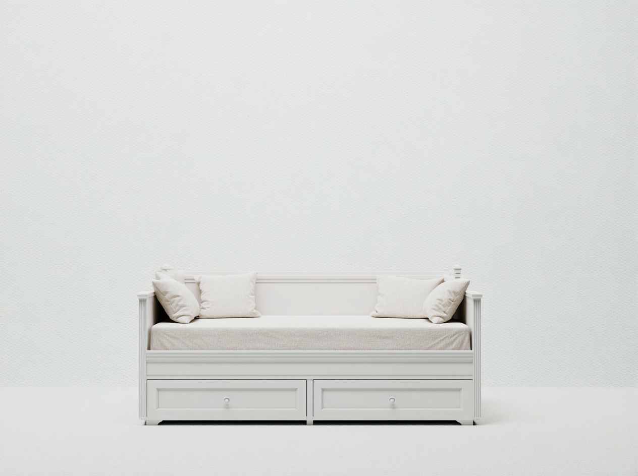 Canapé lit en bois 200x90x85 cm - blanc - couchage d'appoint avec rangement style classique-Oakupden