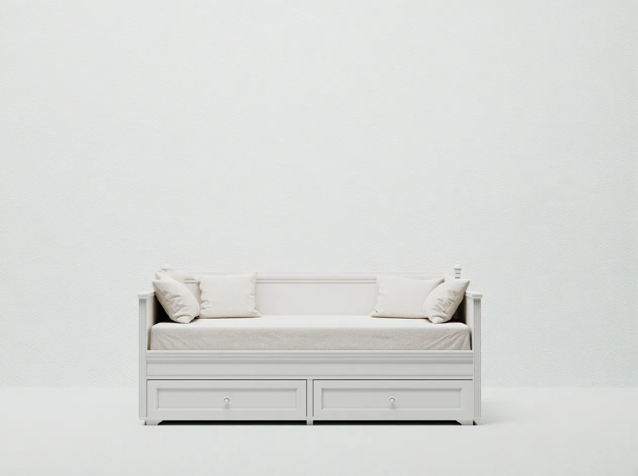 Canapé lit en bois 200x90x85 cm - blanc - couchage d'appoint avec rangement style classique-Oakupden
