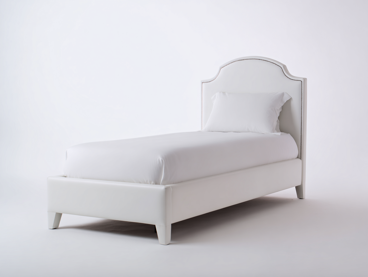 Lit simple tapissé 200x90x100 cm - Blanc - Style classique élégant-Oakupden