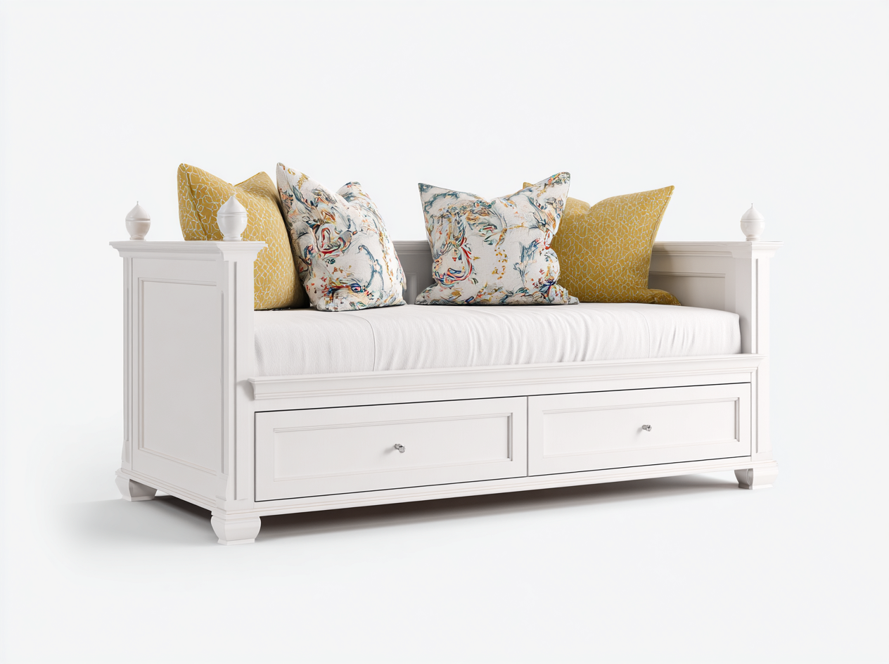 Canapé lit en bois 210x90x85 cm - blanc - couchage d'appoint avec rangement style classique-Oakupden