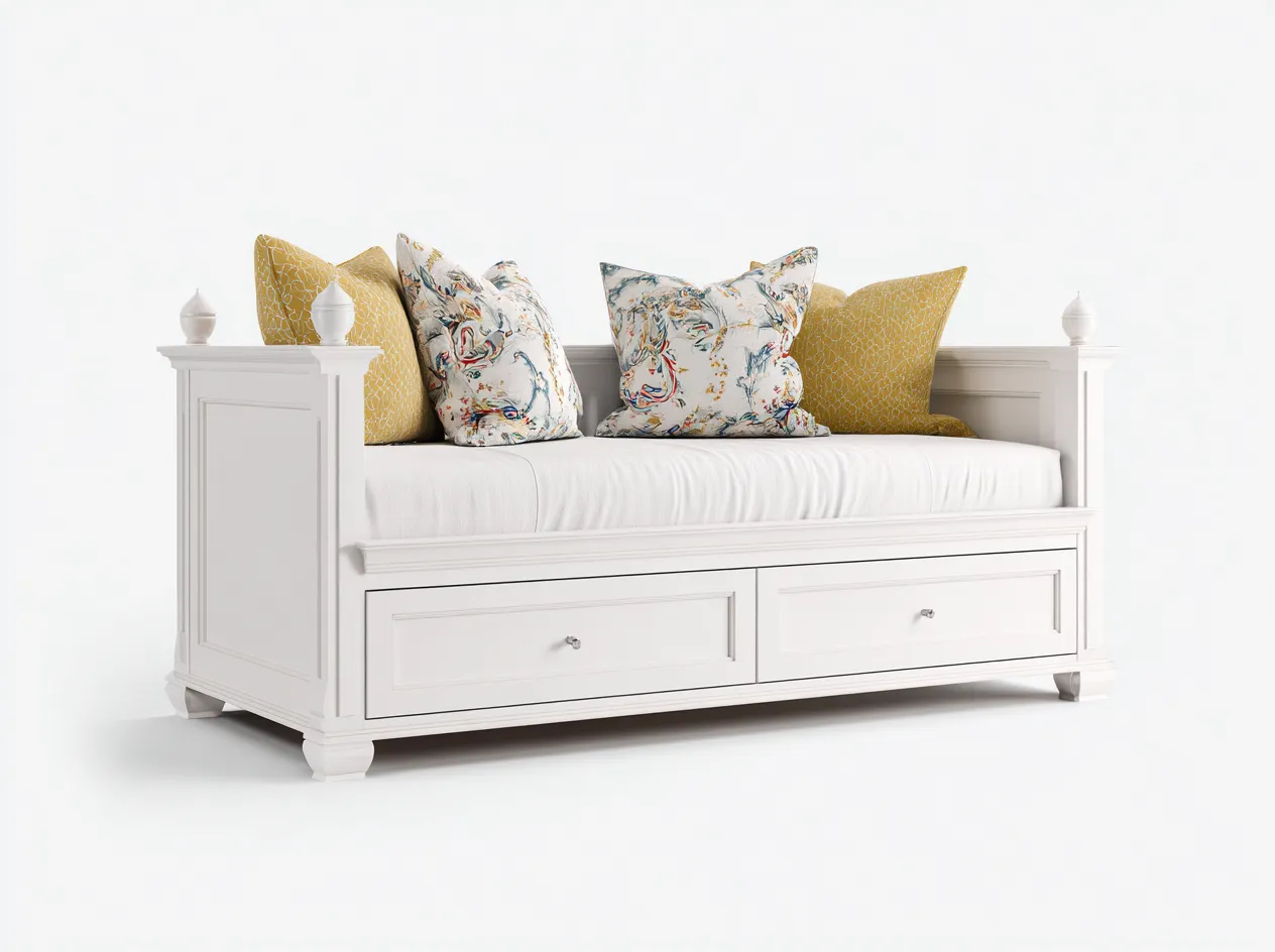 Canapé lit en bois 210x90x85 cm - blanc - couchage d'appoint avec rangement style classique-Oakupden