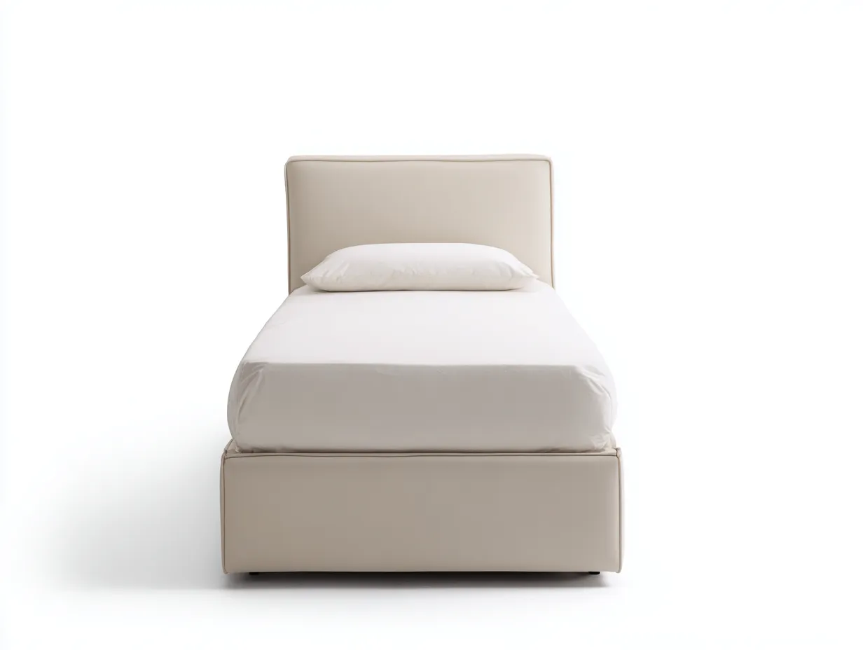 Lit simple rembourré en tissu 200x90x95 cm - Beige - Couchage intérieur - Style contemporain-Oakupden