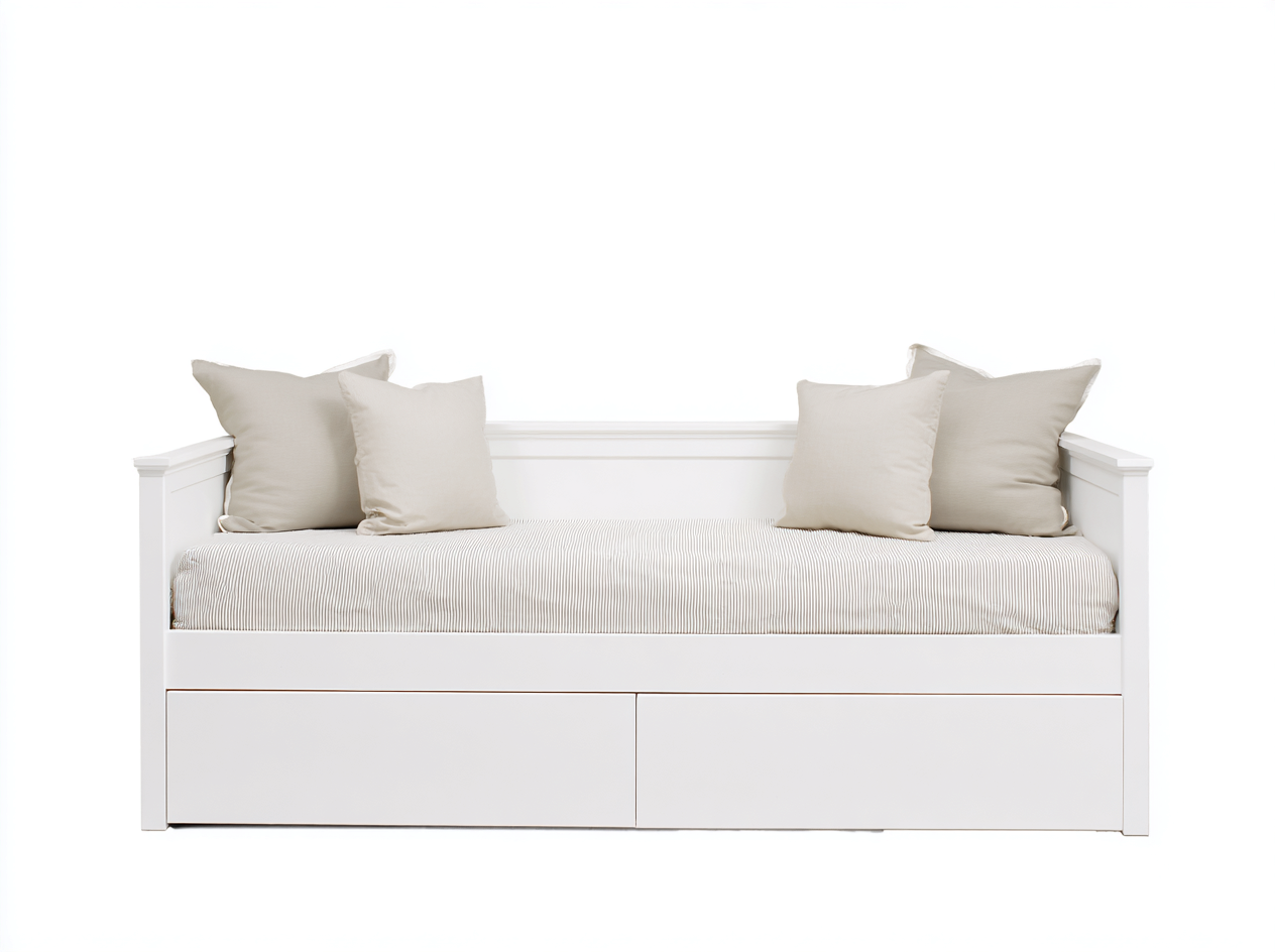 Canapé lit en bois 200x90x85 cm - blanc - design épuré avec rangement intégré-Oakupden