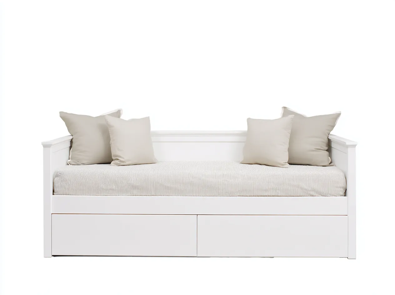 Canapé lit en bois 200x90x85 cm - blanc - design épuré avec rangement intégré-Oakupden