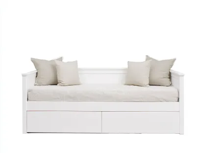 Canapé lit en bois 200x90x85 cm - blanc - design épuré avec rangement intégré-Oakupden