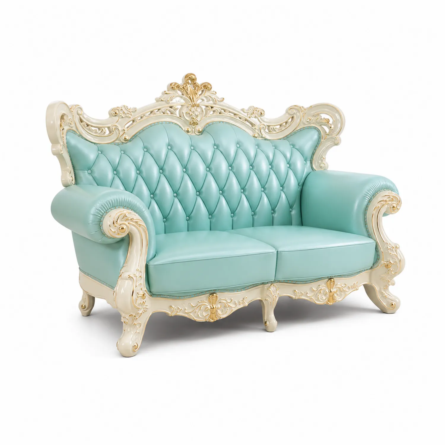 Barokowa sofa dwuosobowa z ekoskóry