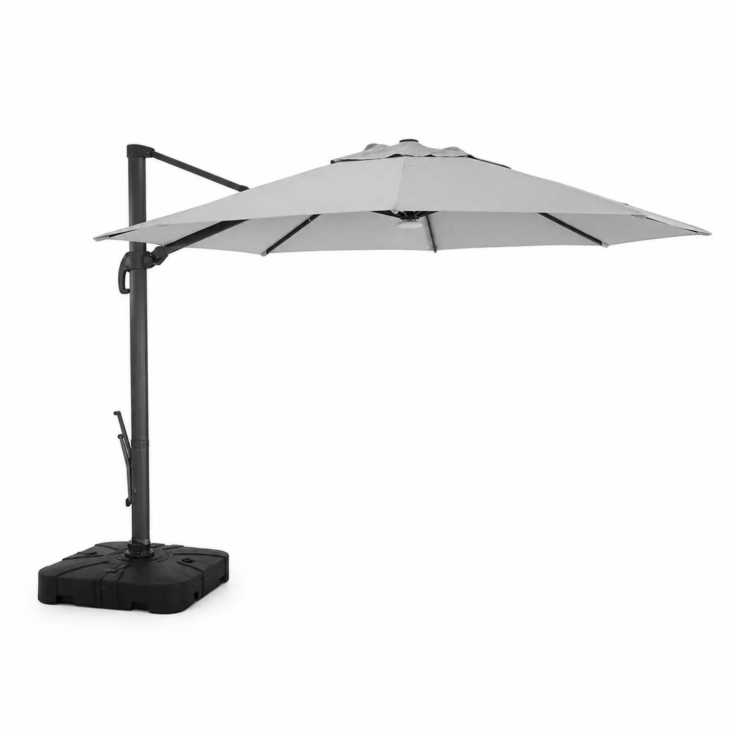Parasol ogrodowy z bocznym ramieniem okrągły 300cm aluminiowy poliester Szary