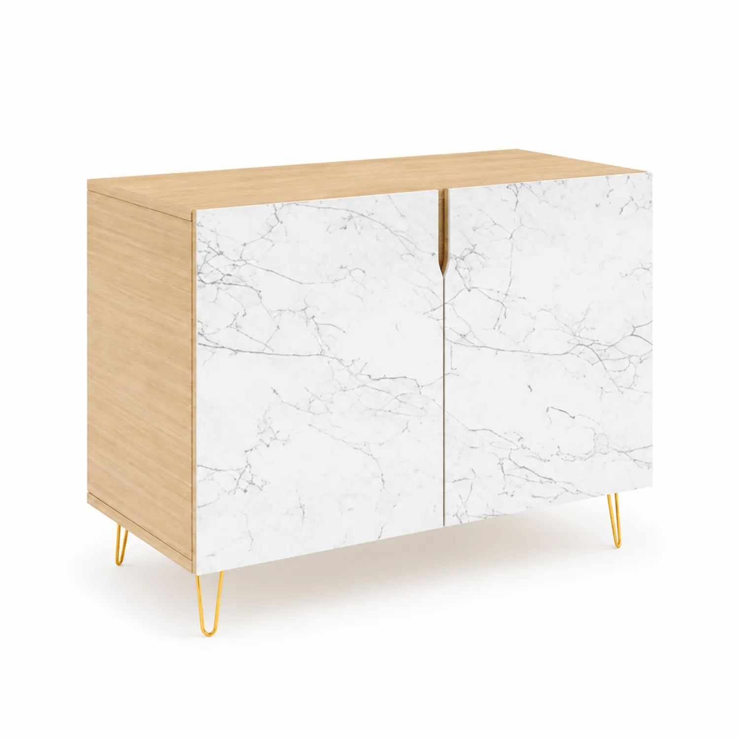 Komoda MDF z efektem marmuru, biała, 80x40x75 cm