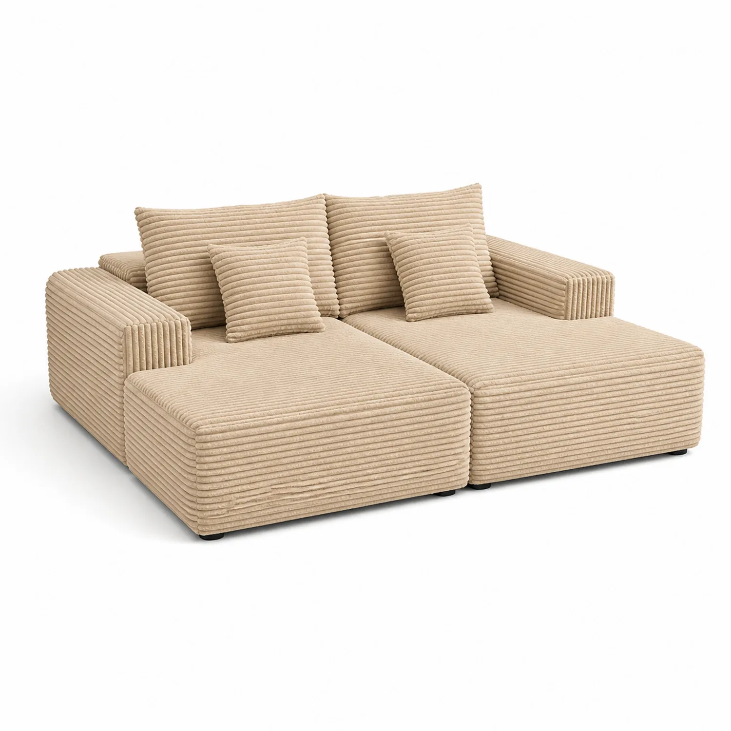 Modułowa sofa z leżanką i poduszkami sztruks