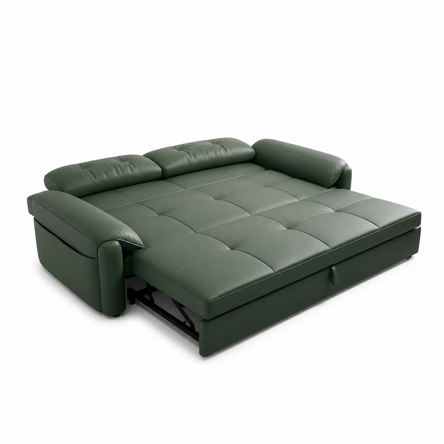 Sofa Rozkładana Skórzana Zielona 200x150 cm