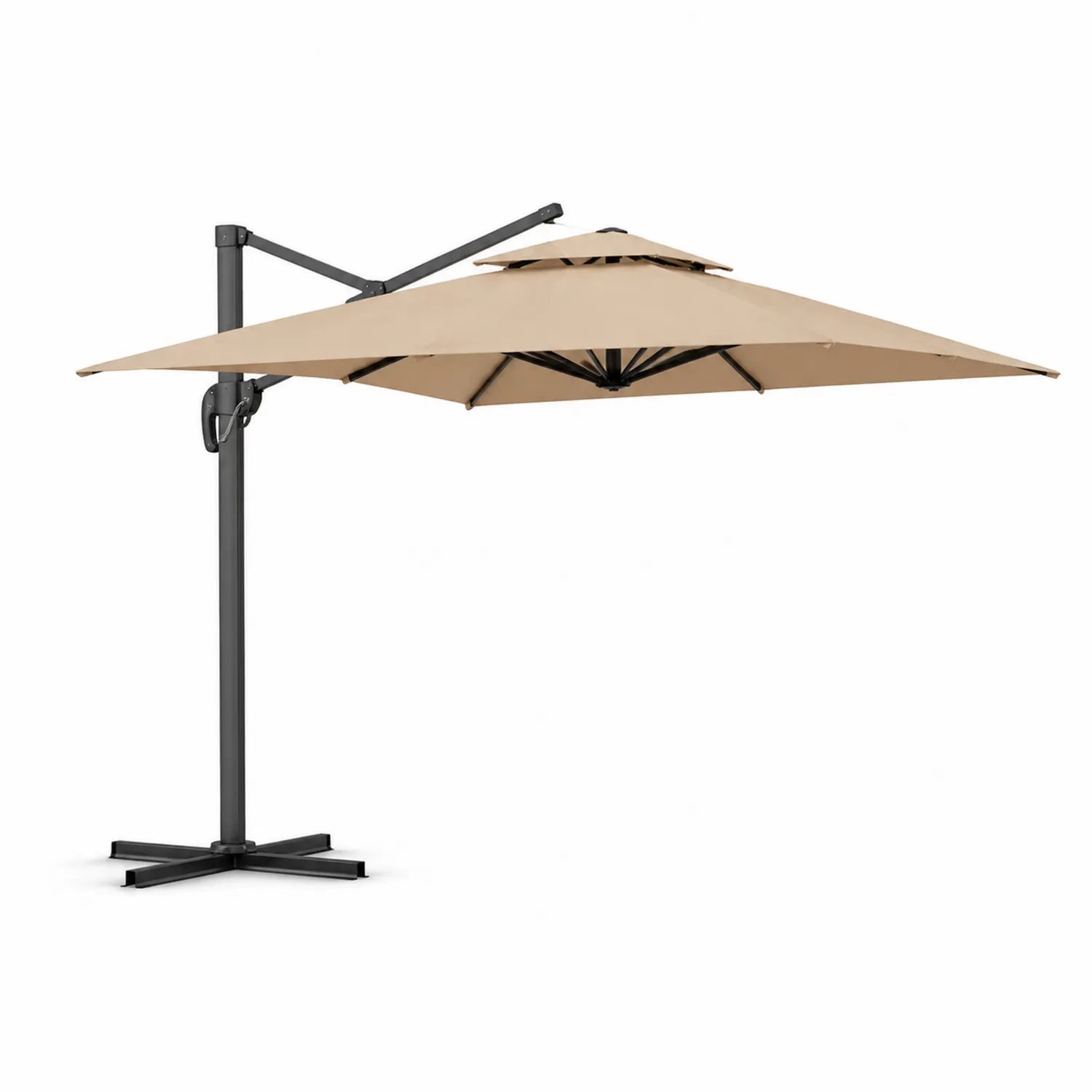 Parasol ogrodowy z bocznym ramieniem kwadratowy 3m Tkanina Aluminium