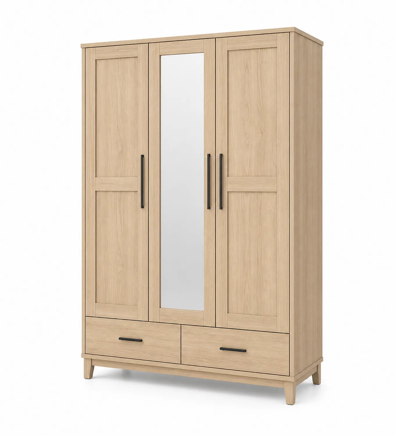 Szafa wolnostojąca 3-drzwiowa z lustrem 203x150x60 cm dąb MDF