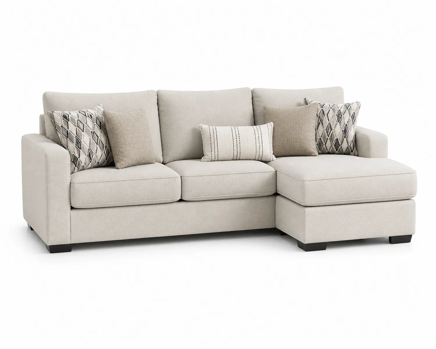 Sofa narożna z szezlongiem z tkaniny Beżowa