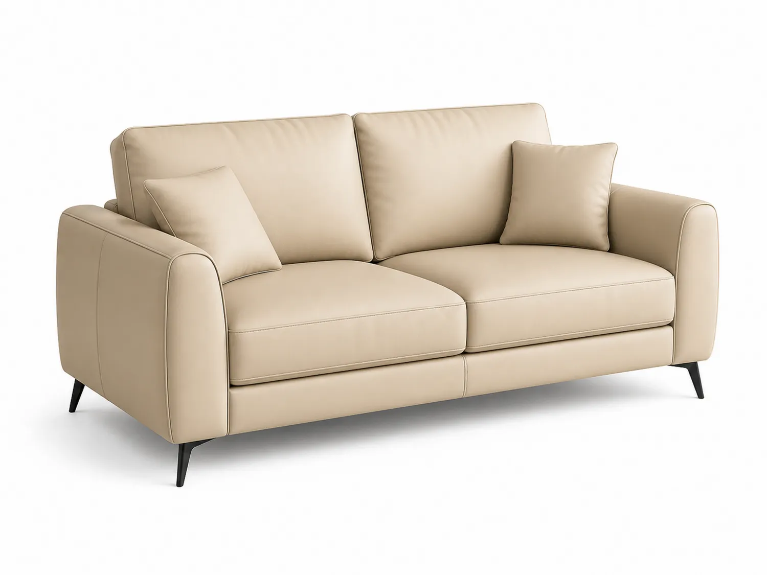 Beżowa sofa dwuosobowa ze skóry ekologicznej 150 cm