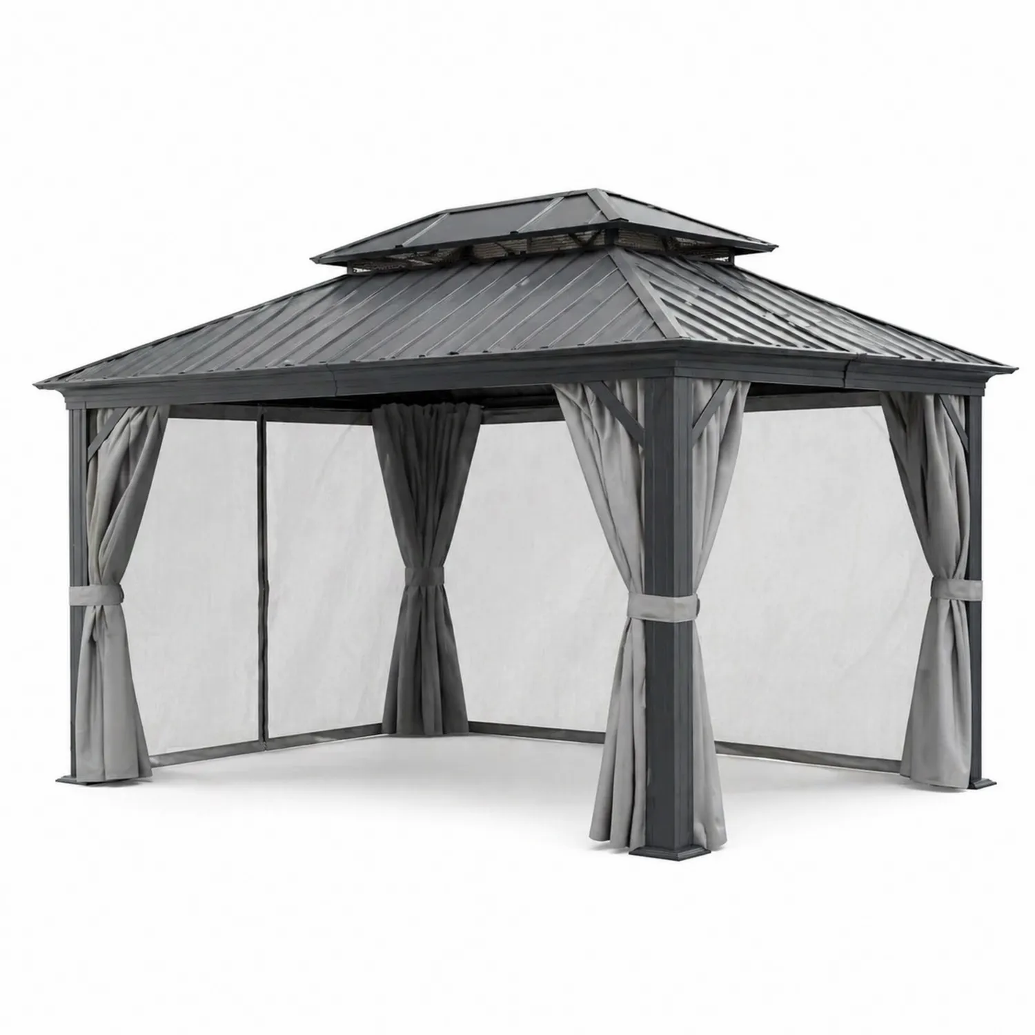 Altana ogrodowa 400x300 cm szary aluminium poliwęglan komorowy