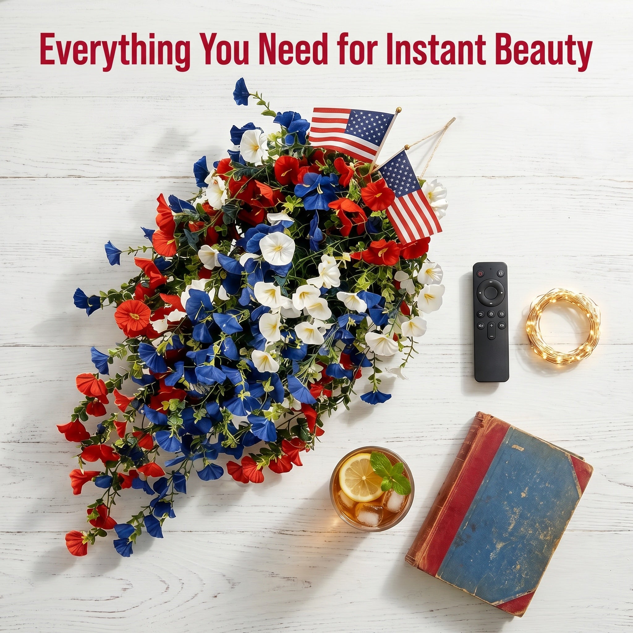 ✨Patriotic hanging flower baskets celebrate the 250th anniversary of the founding of the United States