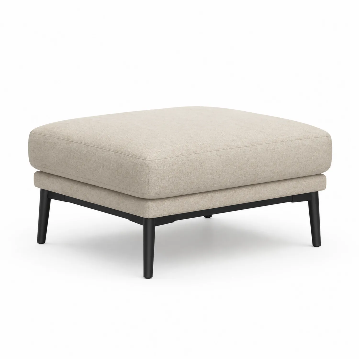 Reposapiés de Tela Beige con Estructura Metálica Negra-Velmirk