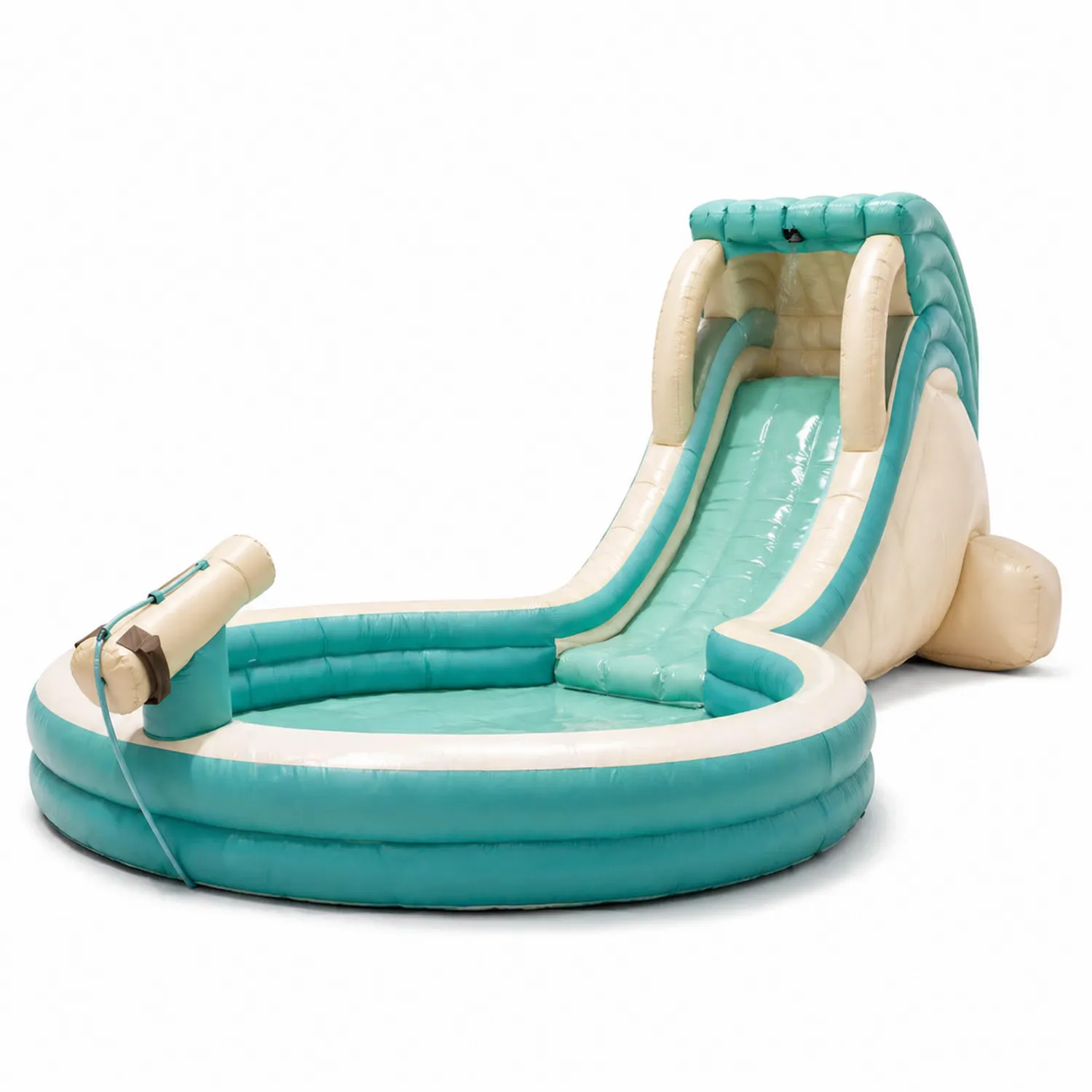 Tobogán inflable de PVC con piscina Turquesa/Blanco 450 cm x 320 cm x 240 cm-Velmirk