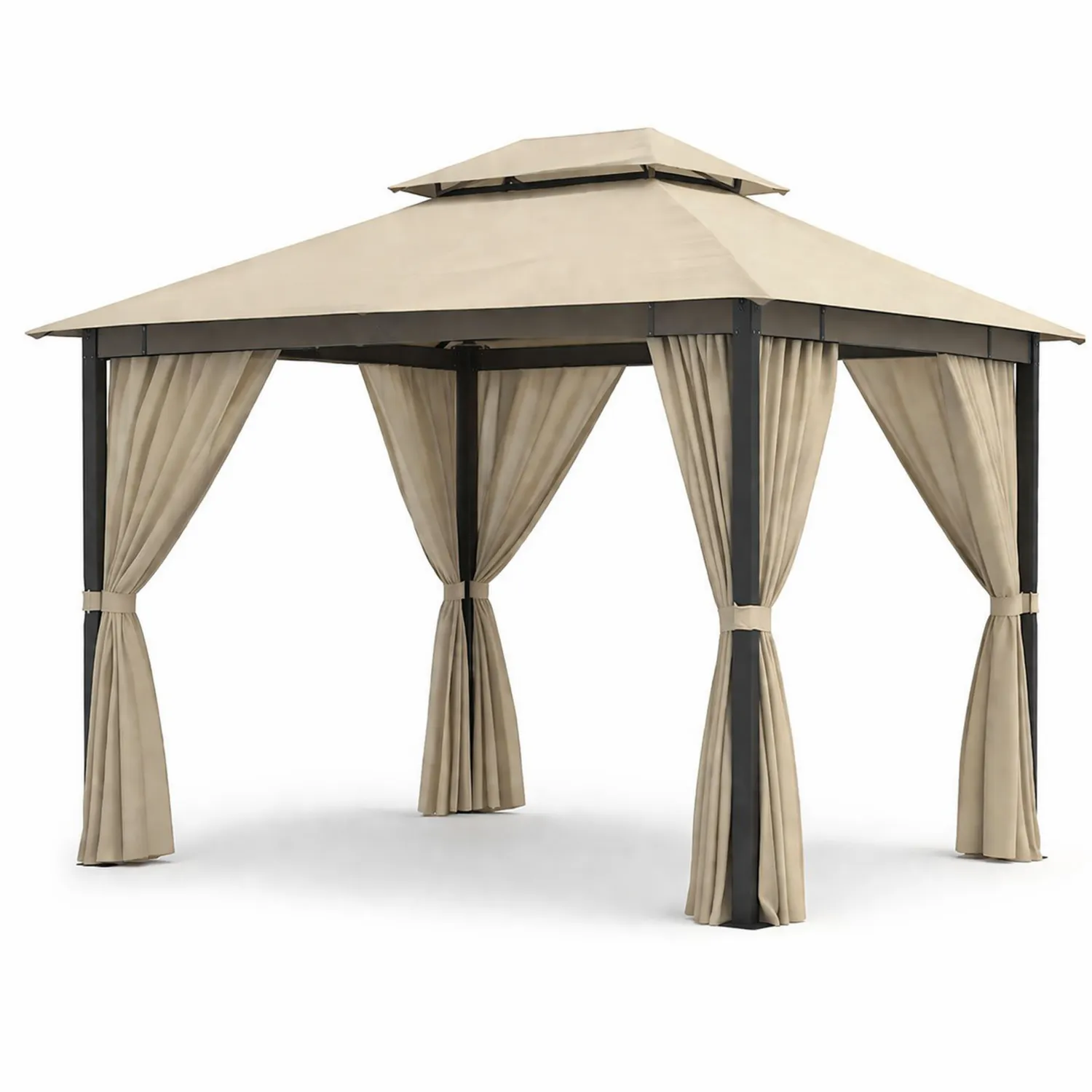 Cenador de Aluminio con Tela de Poliéster Beige-Velmirk