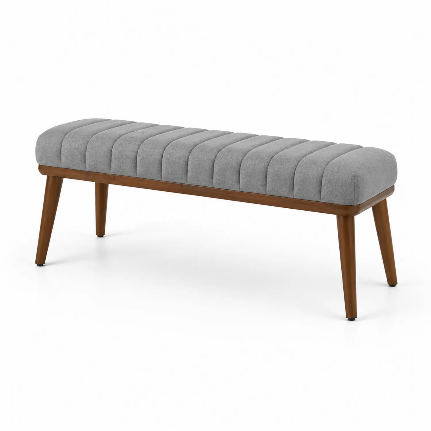 Banco de tela gris con patas de madera-Velmirk