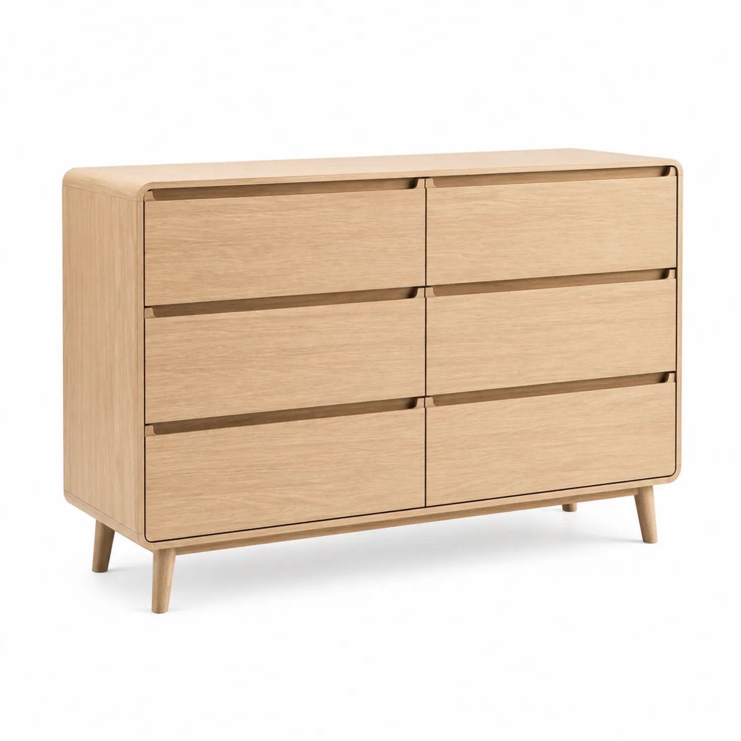 Cómoda de madera de roble con 6 cajones 120x40x75 cm-Velmirk