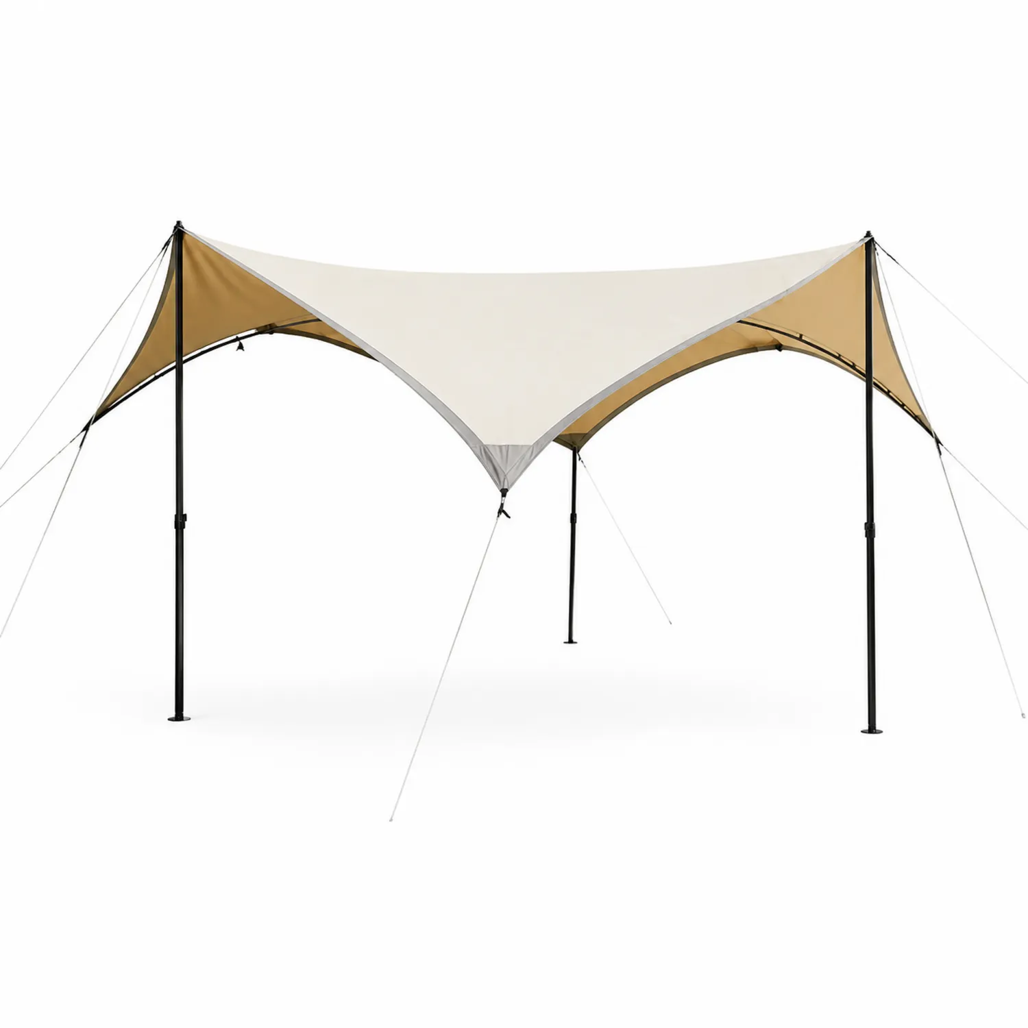Toldo Exterior de Poliéster Beige y Blanco 300x300x200 cm-Velmirk
