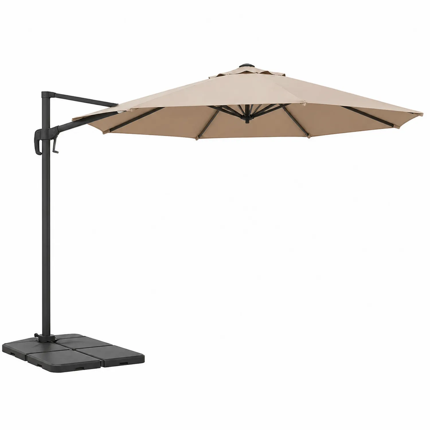 Sombrilla de brazo lateral de aluminio con lona de poliéster resistente UV 300 cm Beige-Velmirk