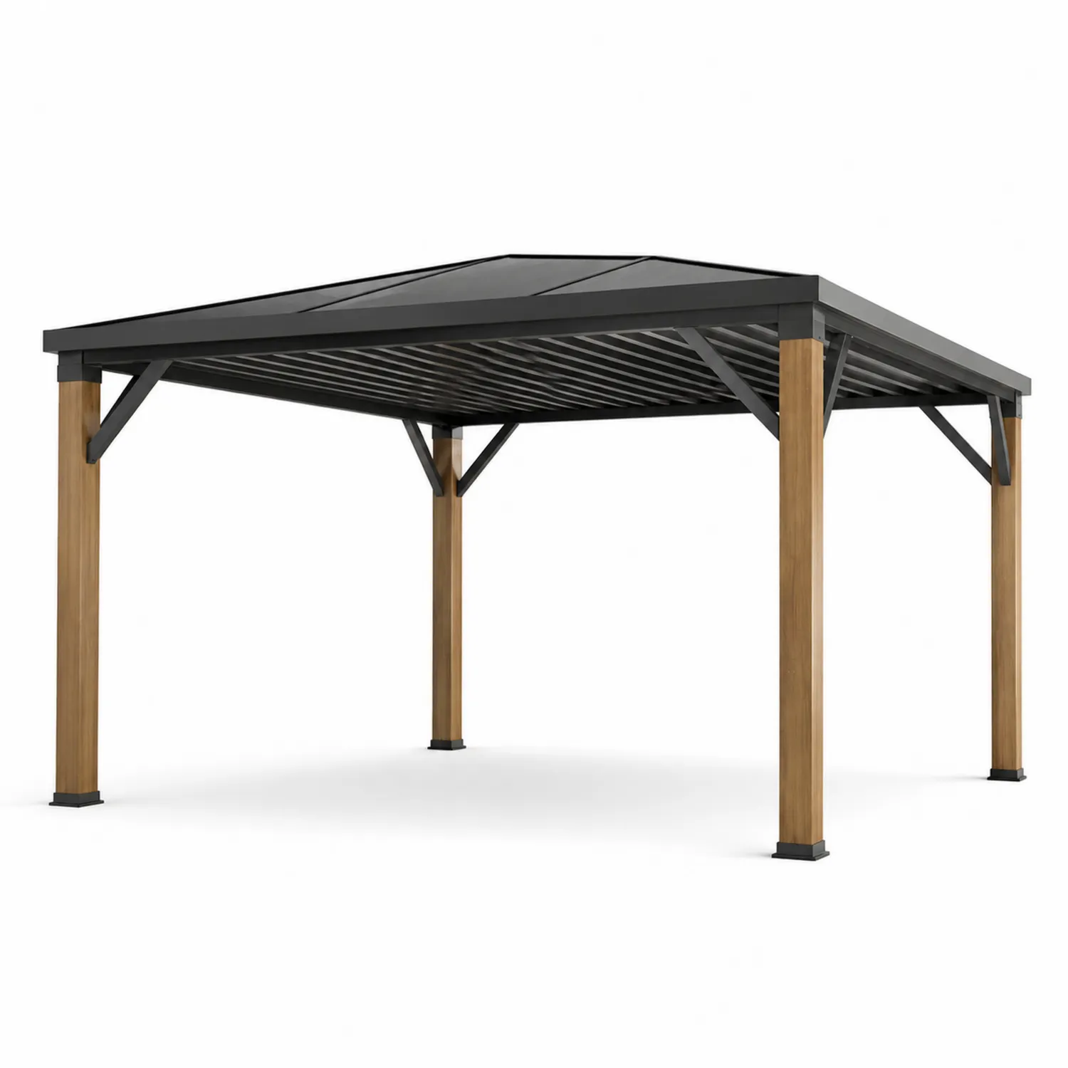 Cenador de Metal y Madera con Techo Ajustable 300x400 cm Marrón/Negro-Velmirk