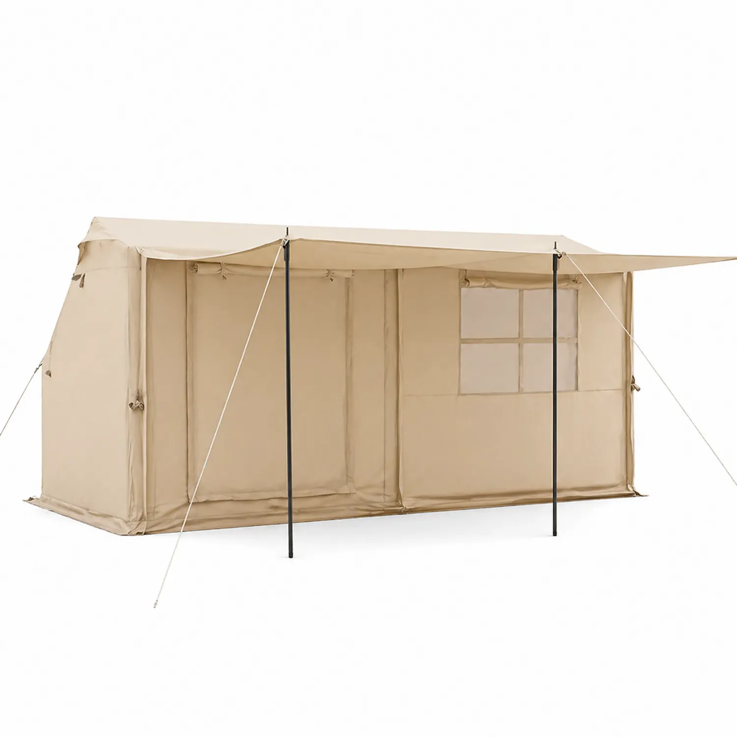 Tienda de campaña rectangular de algodón beige con toldo 200x300 cm-Velmirk