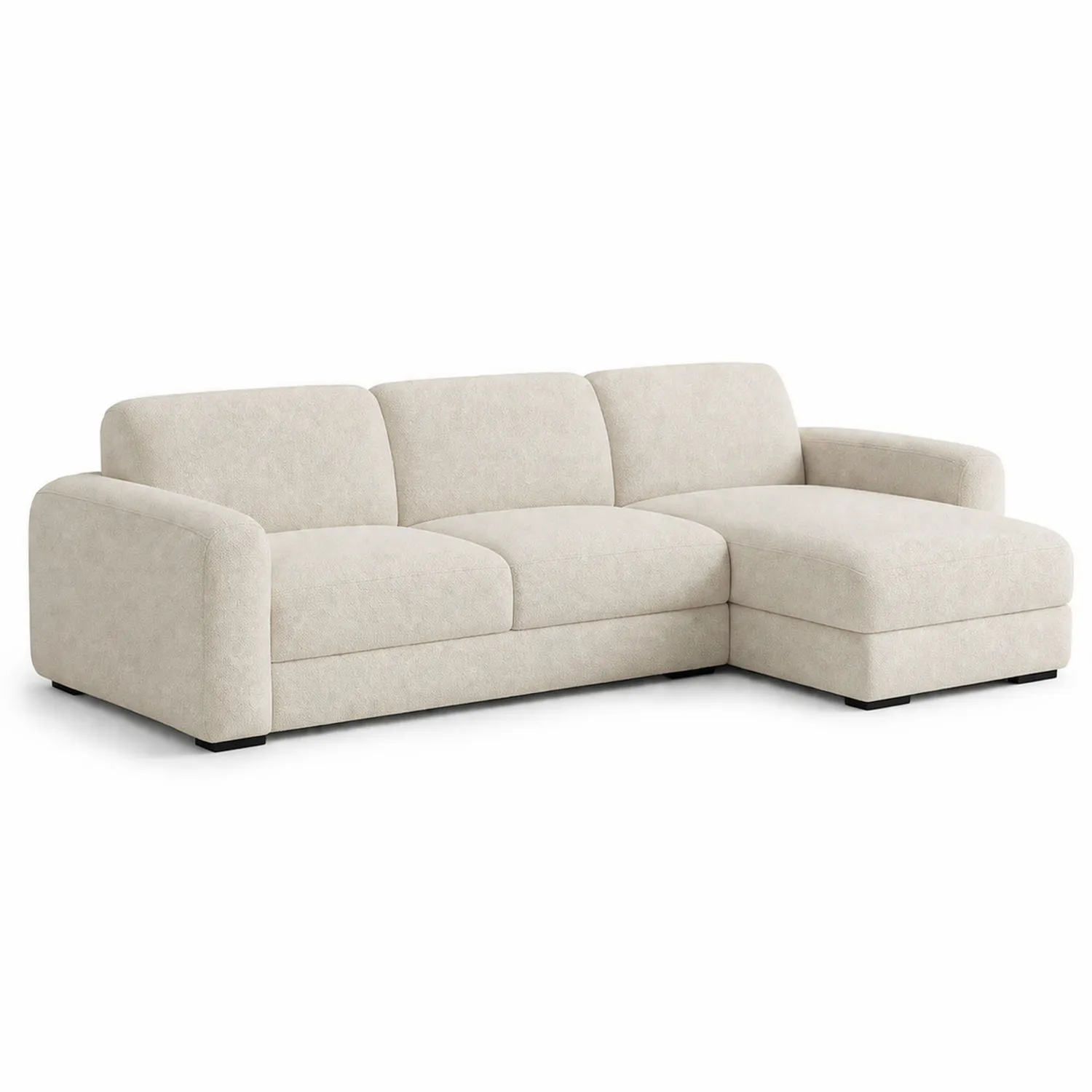 Sofá en L de tejido beige 280x160 cm-Velmirk
