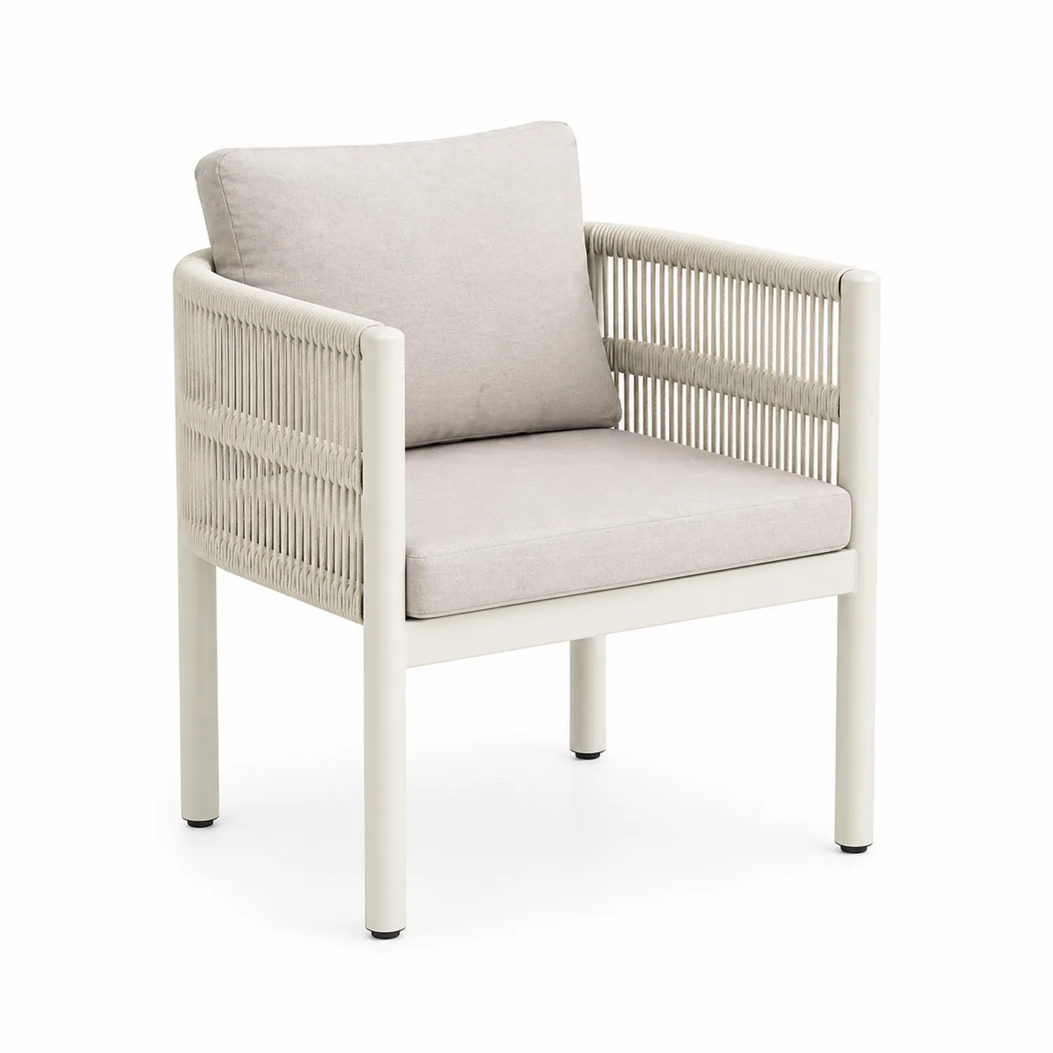 Sillón de Aluminio y Cuerda con Cojín de Poliéster Beige-Velmirk