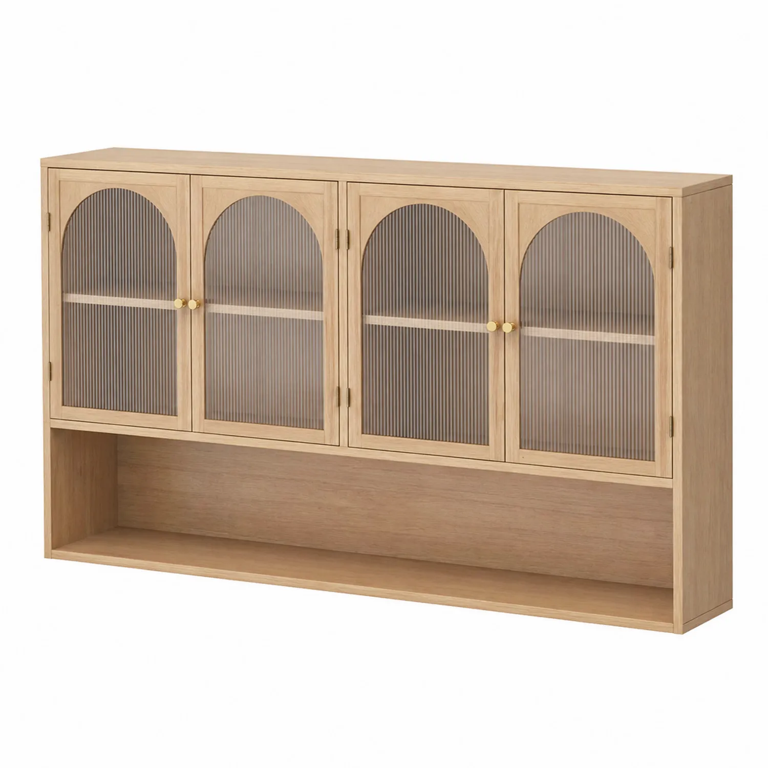 Armario de madera con puertas de vidrio acanalado templado 120x100x35 cm Roble-Velmirk