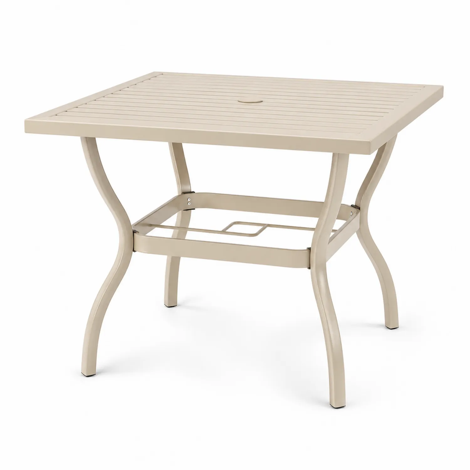 Mesa de aluminio para exterior cuadrada 90x90 cm Beige-Velmirk