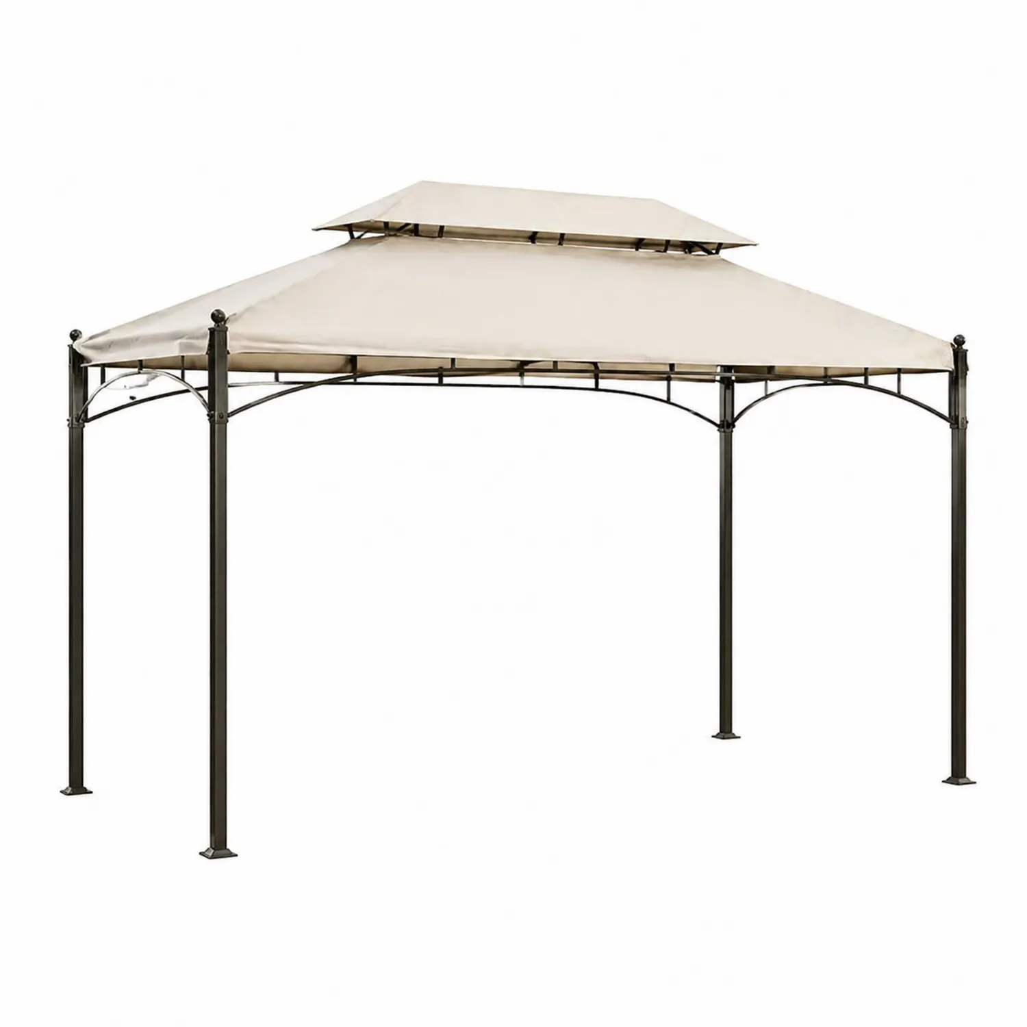 Cenador de acero con doble techo 3x3m Beige-Velmirk
