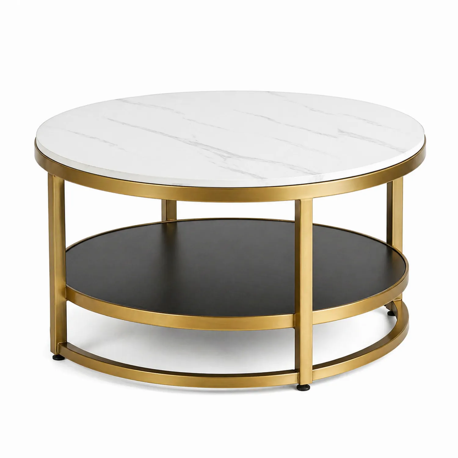 Mesa de centro de mármol sintético y metal dorado-Velmirk