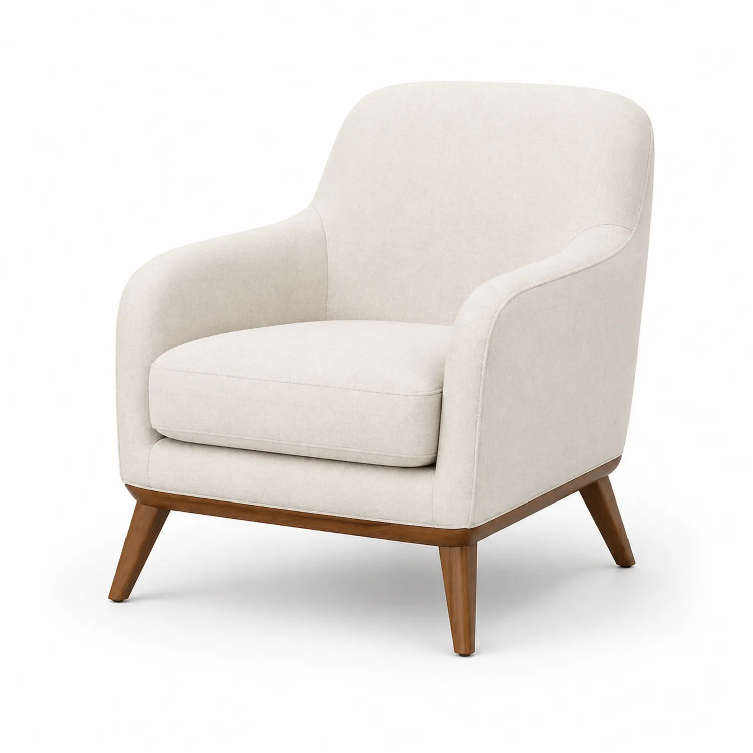 Sillón de lino beige con estructura de madera de haya-Velmirk