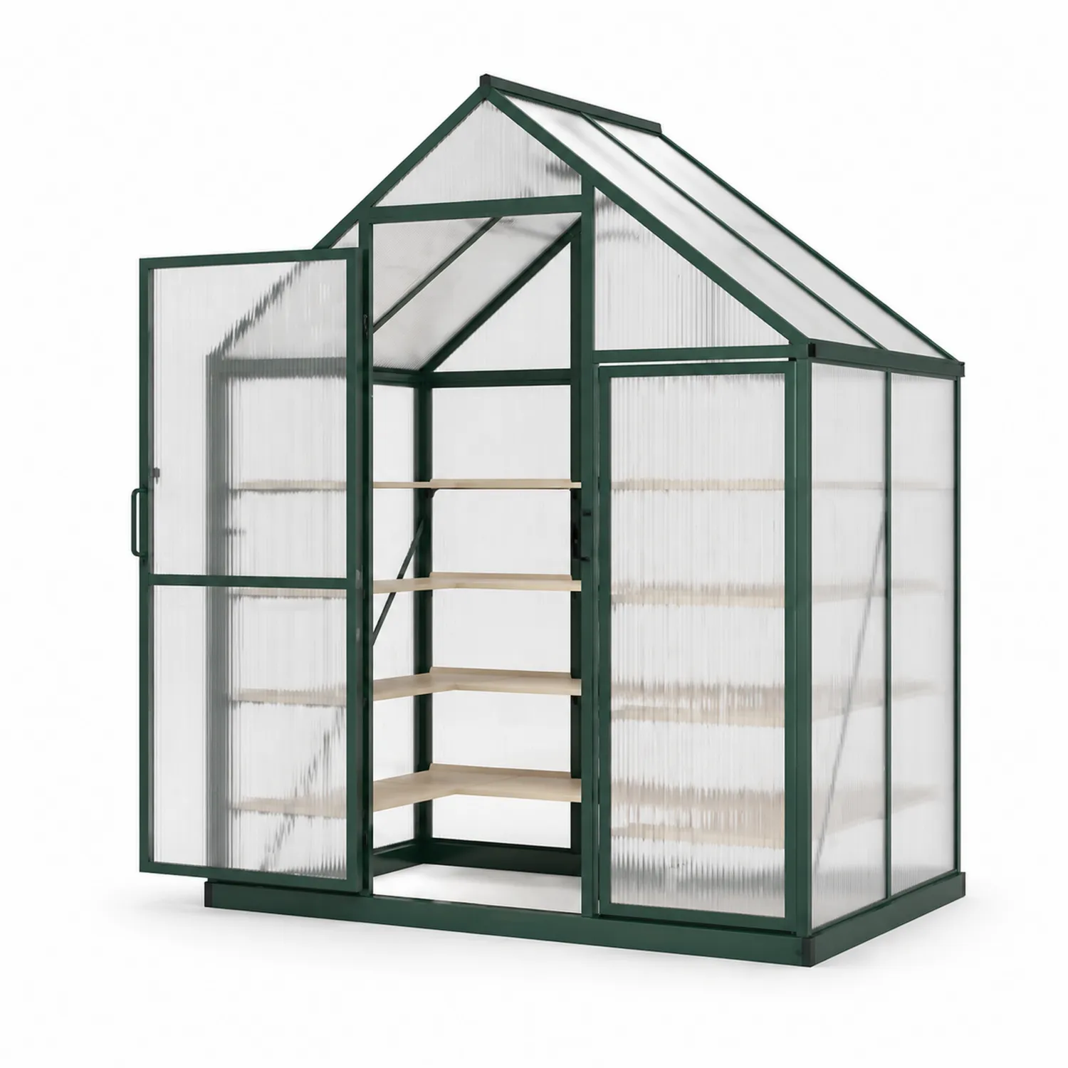 Invernadero de Aluminio y Policarbonato Verde 200cm x 150cm x 210cm-Velmirk