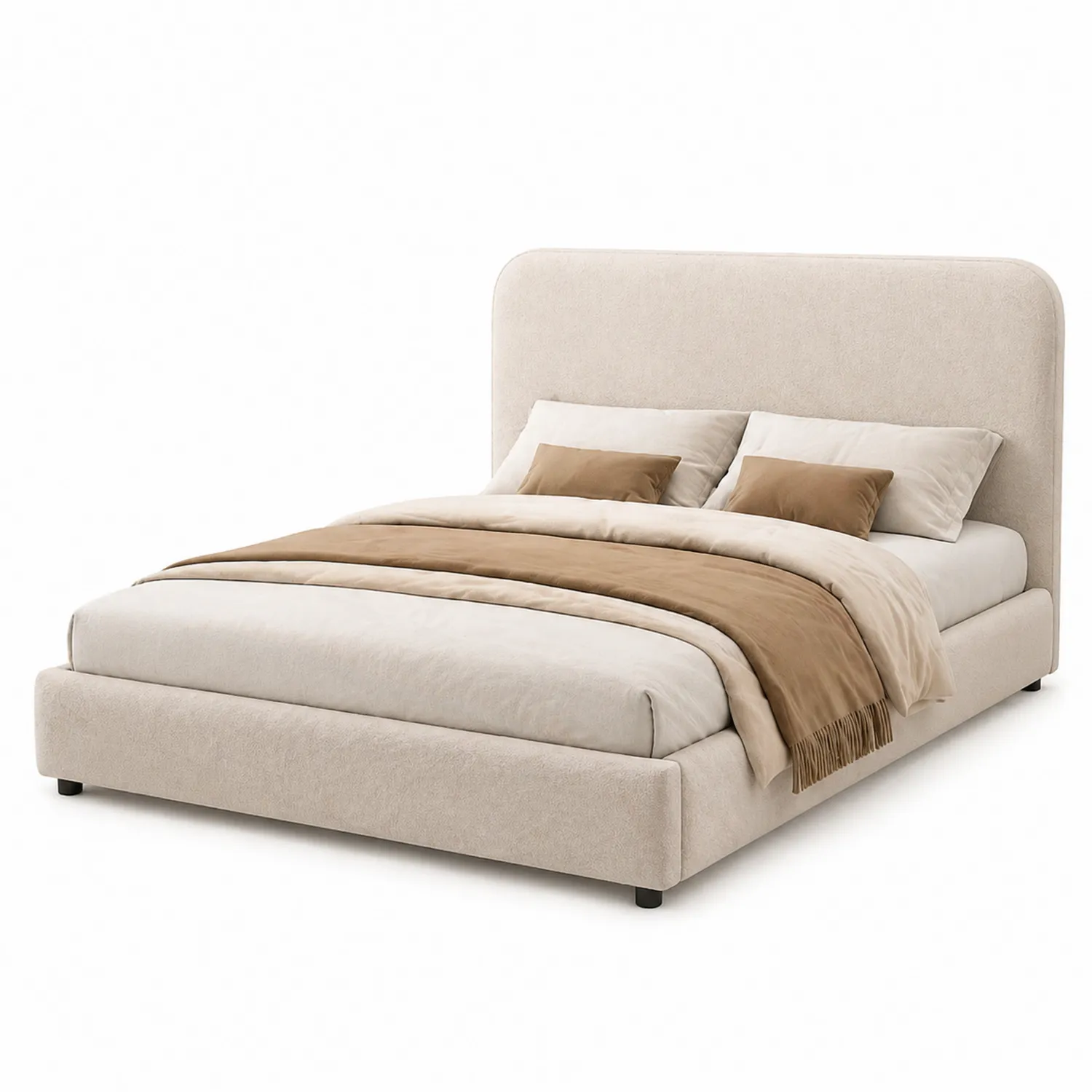 Cama doble de tela Beige 200x160 cm-Velmirk