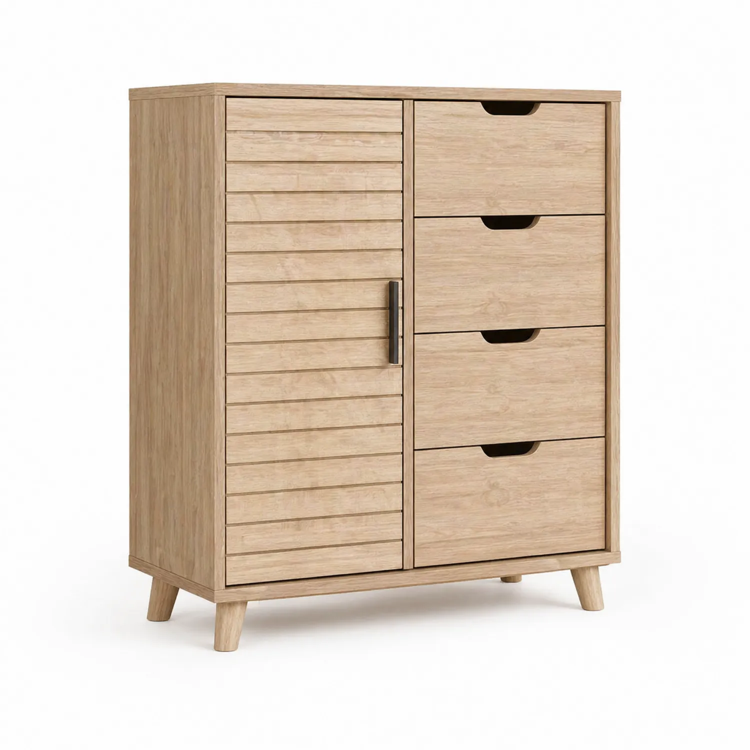 Cajonera de Madera con Puerta y Cuatro Cajones 80x40x100 cm Roble-Velmirk