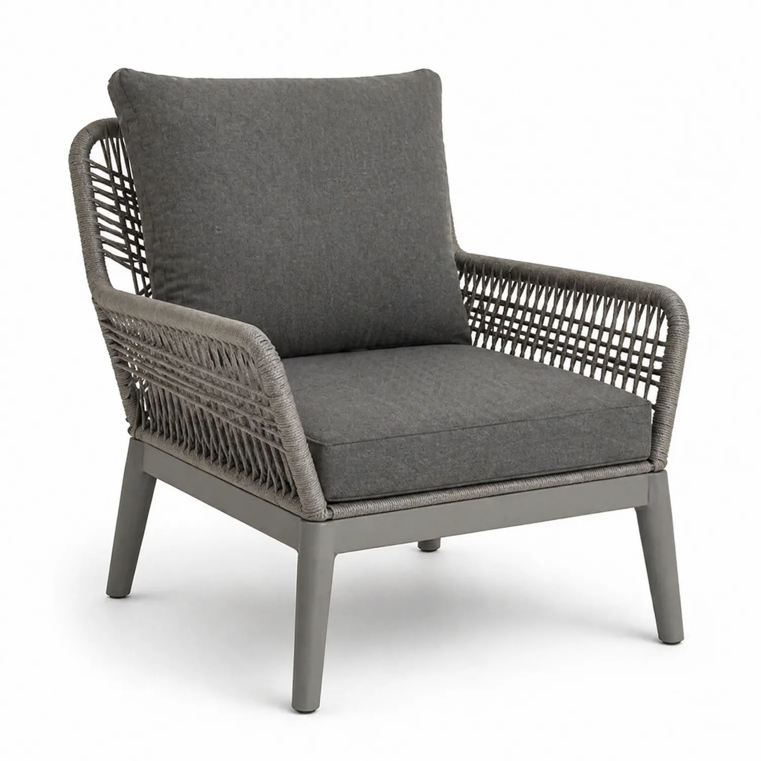 Sillón de jardín de aluminio y cuerda sintética gris-Velmirk