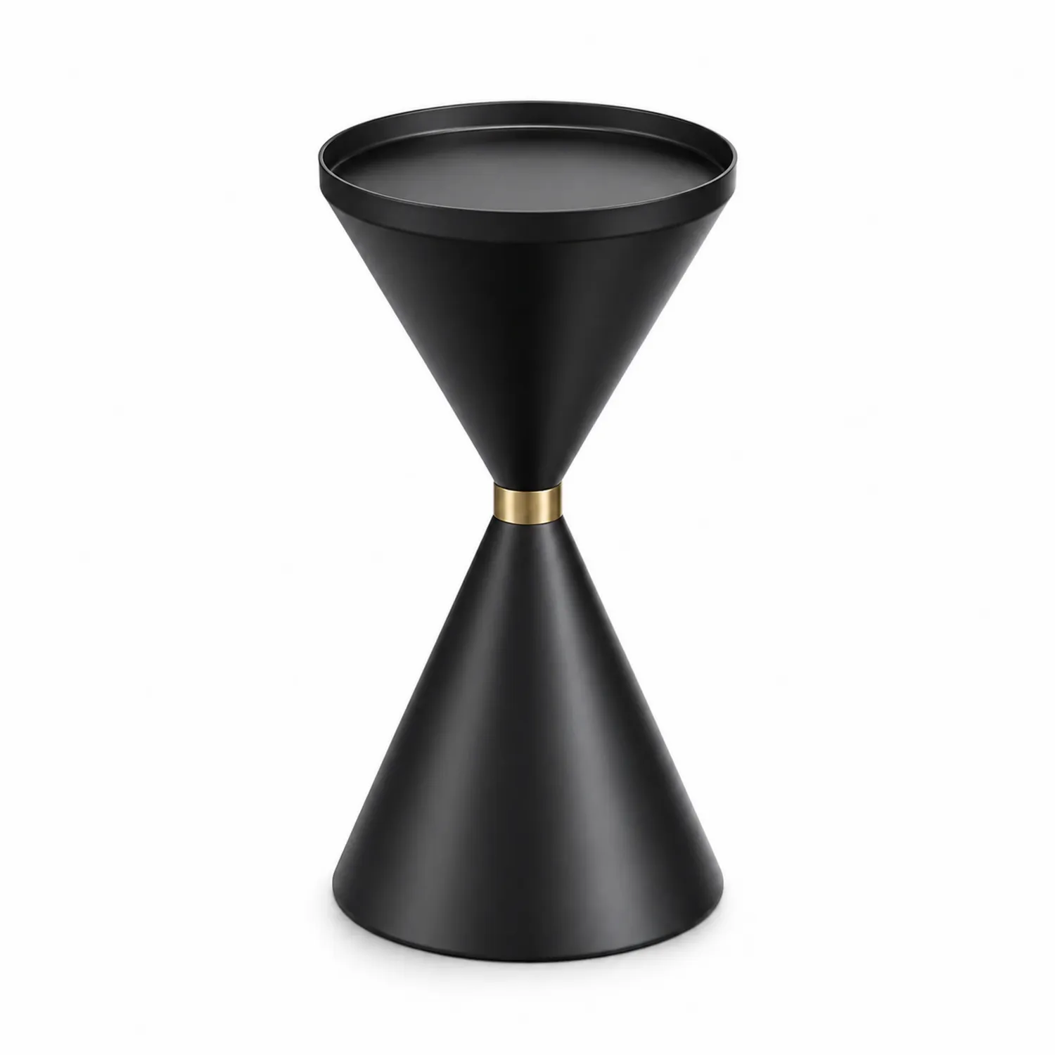 Mesa auxiliar de metal negro con detalle dorado-Velmirk