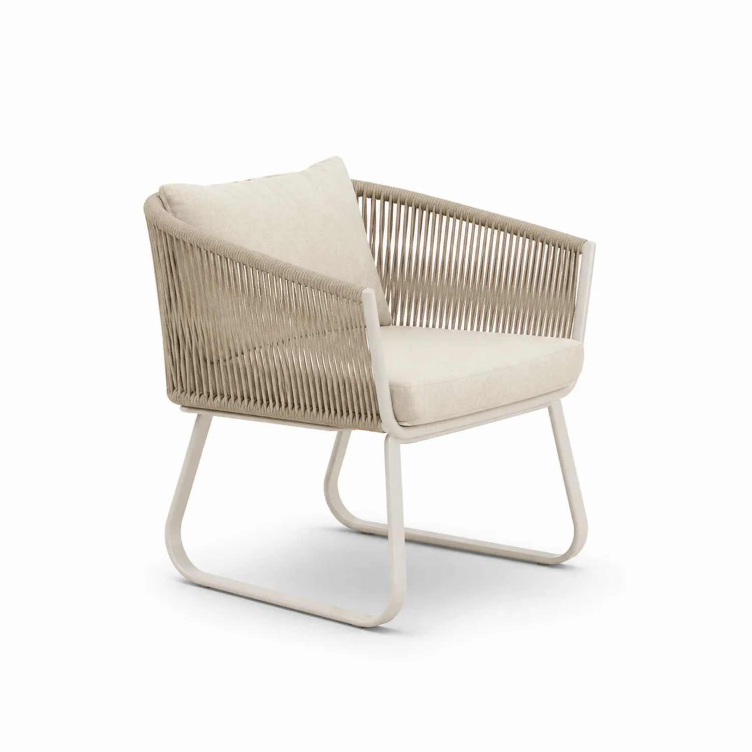 Sillón de aluminio y cuerda de poliéster beige 70x75x80 cm-Velmirk