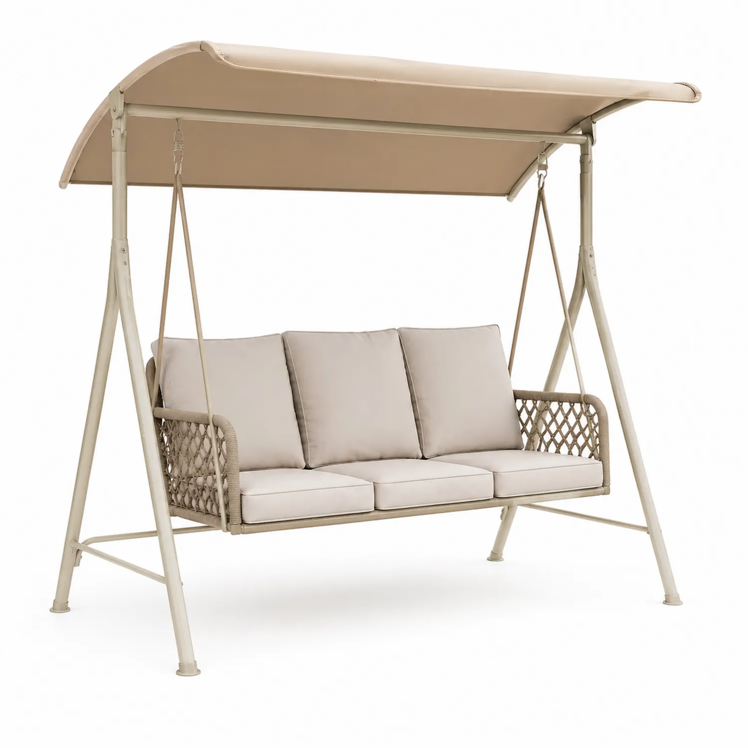 Columpio de Metal y Ratán Sintético Beige-Velmirk