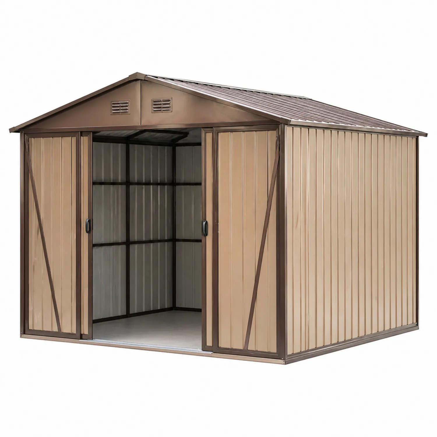 Cobertizo Metálico de Acero Galvanizado 2.5m x 3m x 2m Marrón-Velmirk