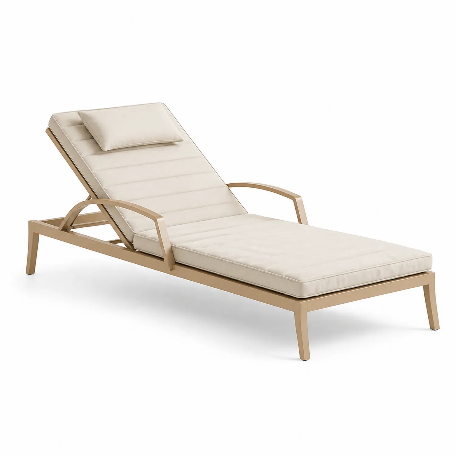 Tumbona de Aluminio con Cojín Desmontable Beige 200 cm x 70 cm-Velmirk