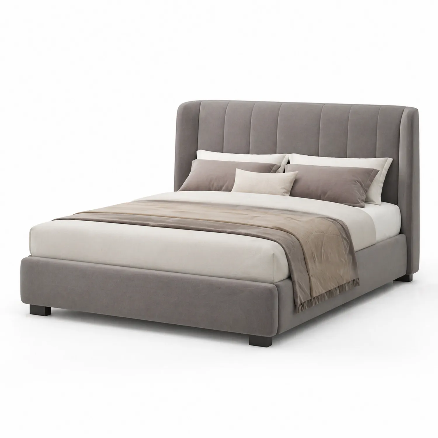 Cama doble de tela gris 200x160 cm-Velmirk