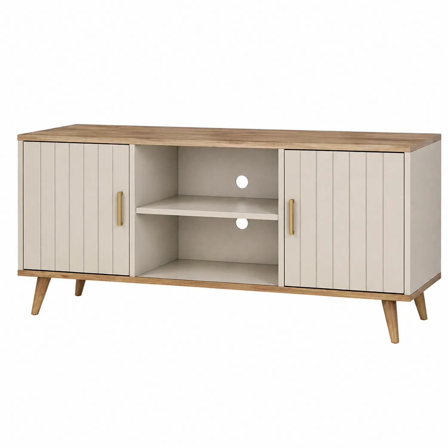 Mueble de TV de MDF y Madera Color Beige-Velmirk