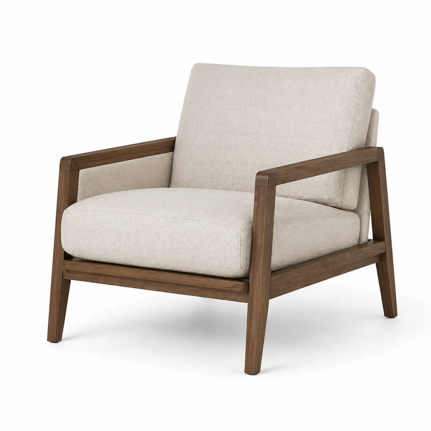 Sillón de madera con cojines beige, 75x80x85 cm-Velmirk
